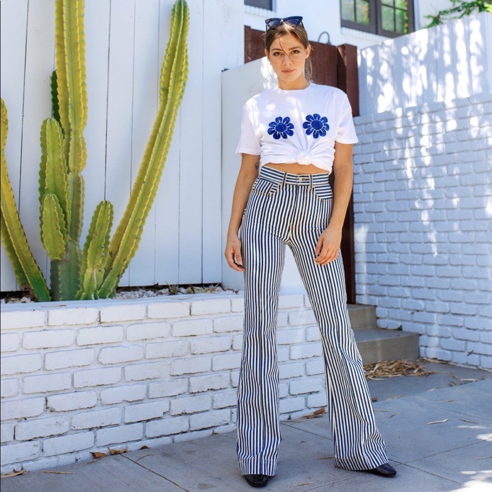 Revice Venus Flares Montauk - Striped Flare Jeans
